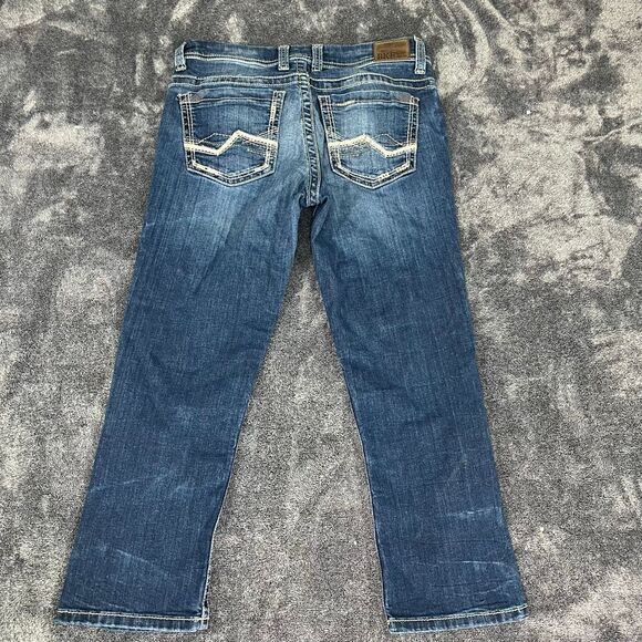 BKE Payton Crop Stretch Jeans Womens Size 28 Blue Dark Wash Double Cuff - Picture 4 of 6
